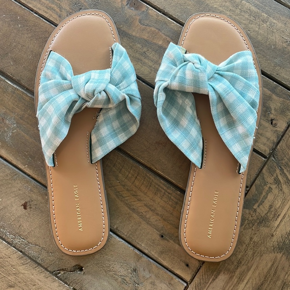 5 for $45/ American Eagle Women’s Sandals With Plaid Fabric Bows